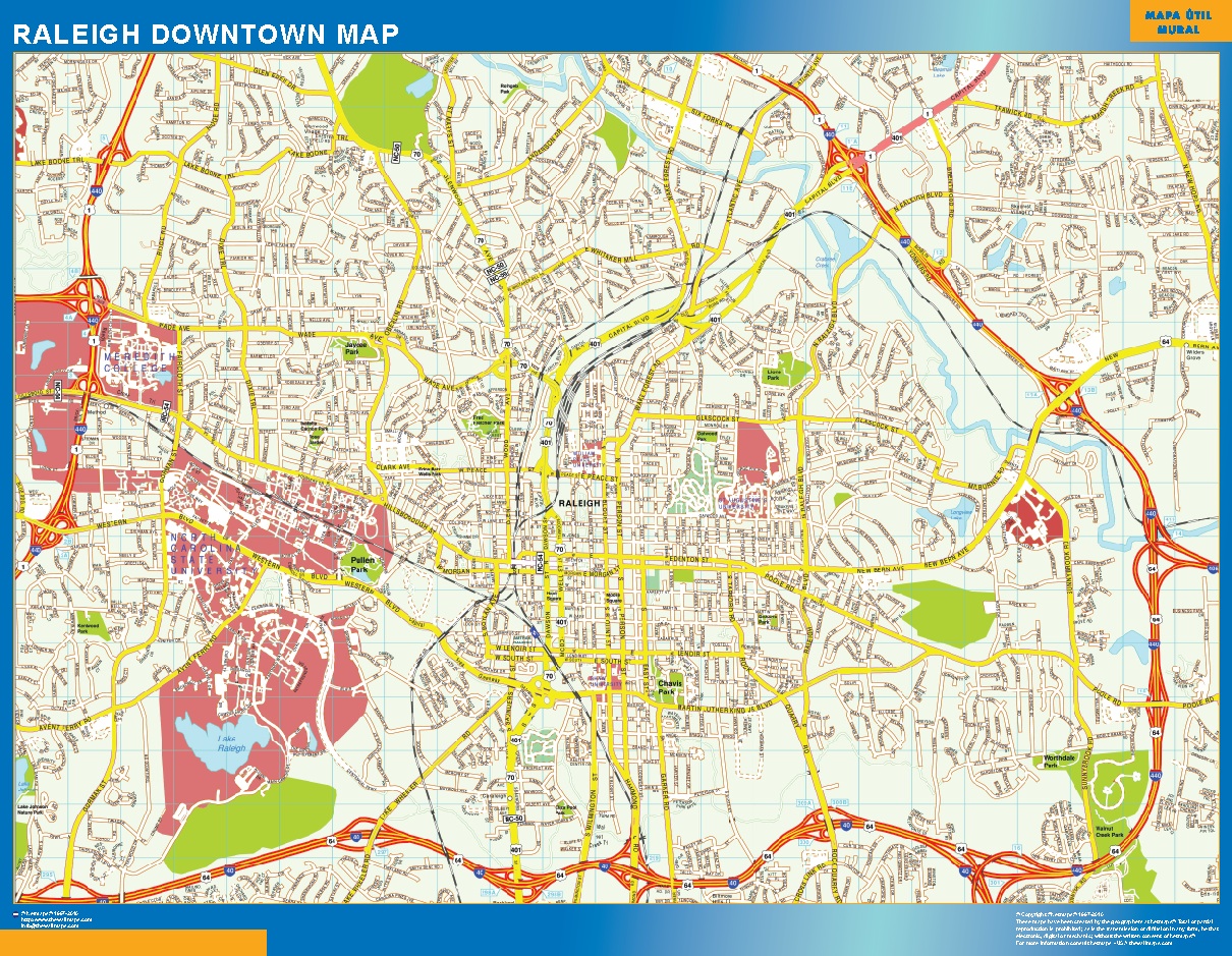 Raleigh downtown map  Wall maps of he world