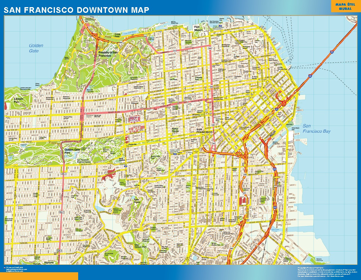 Map Of Downtown San Francisco San Francisco Downtown Map | Wall Maps Of He World